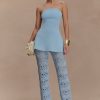 Trena Crochet Knit Pants - Sky Blue