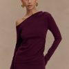 Miles Off Shoulder Knit Top - Plum