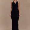 Ayella Cowl Knit Maxi Dress - Black
