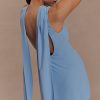 Wynter Scarf Draped Mini Dress - Sky Blue