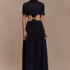 Georgina Chiffon Midi Dress - Black