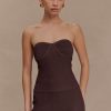 Elodie Strapless Cupped Knit Top - Chocolate