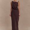 Lorieanne Draped Maxi Dress - Dark Chocolate