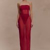 Aoife Mesh Maxi Skirt - Raspberry