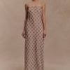 Silvana Chiffon Maxi Dress - Snake Check Print Mocha