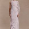 Amandine Ruched Slinky Maxi Dress - Pale Pink
