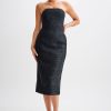 Monet Tweed Strapless Midi Dress - Black