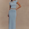 Haven Slinky Twist Midi Skirt - Pale Blue
