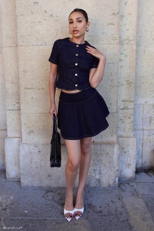 Arista Denim Mini Skirt - Washed Indigo Blue