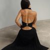 Calandra Slinky Halter Top With Hardware - Black