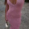 Celestino Floral Metallic Knit Maxi Dress - Pink