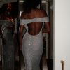 Arna Off Shoulder Diamante Maxi Dress - Silver