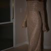 Marcel Off Shoulder Diamante Maxi Dress - Nude