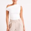 Alayna Recycled Nylon Ruched Top - White