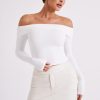 Lucinda Recycled Nylon Off Shoulder Top - White