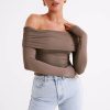 Lucinda Recycled Nylon Off Shoulder Top - Coco