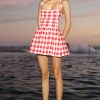 Lindsay Halter Knit Mini Dress - Red Gingham