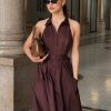 Cindy Collared Midi Dress - Chocolate