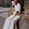 Janayia Cotton Wide Leg Pants - White