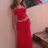 Bea Asymmetrical Slinky Maxi Skirt - Pomegranate