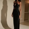 Lucia Satin Cut Out Maxi Dress - Black